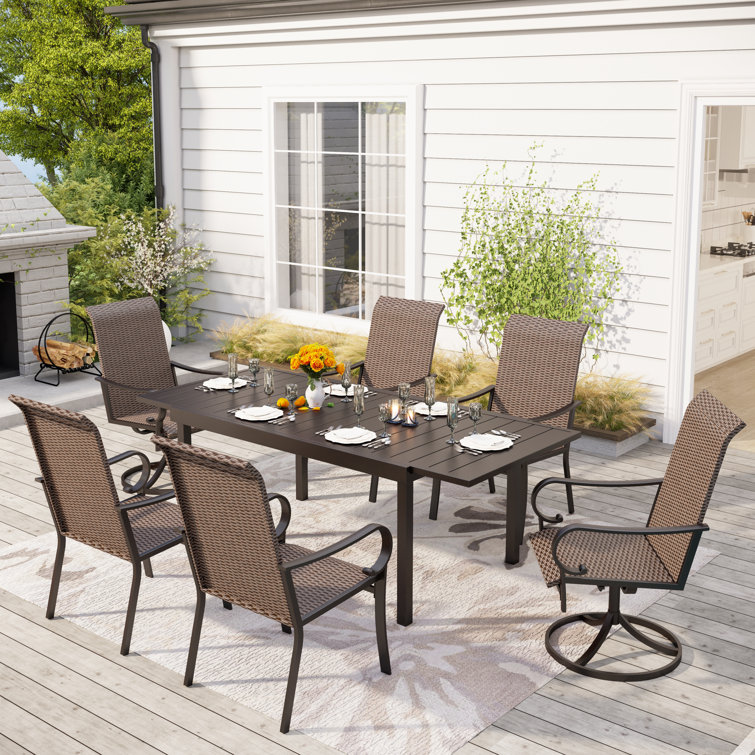 Extendable outdoor dining table set new arrivals